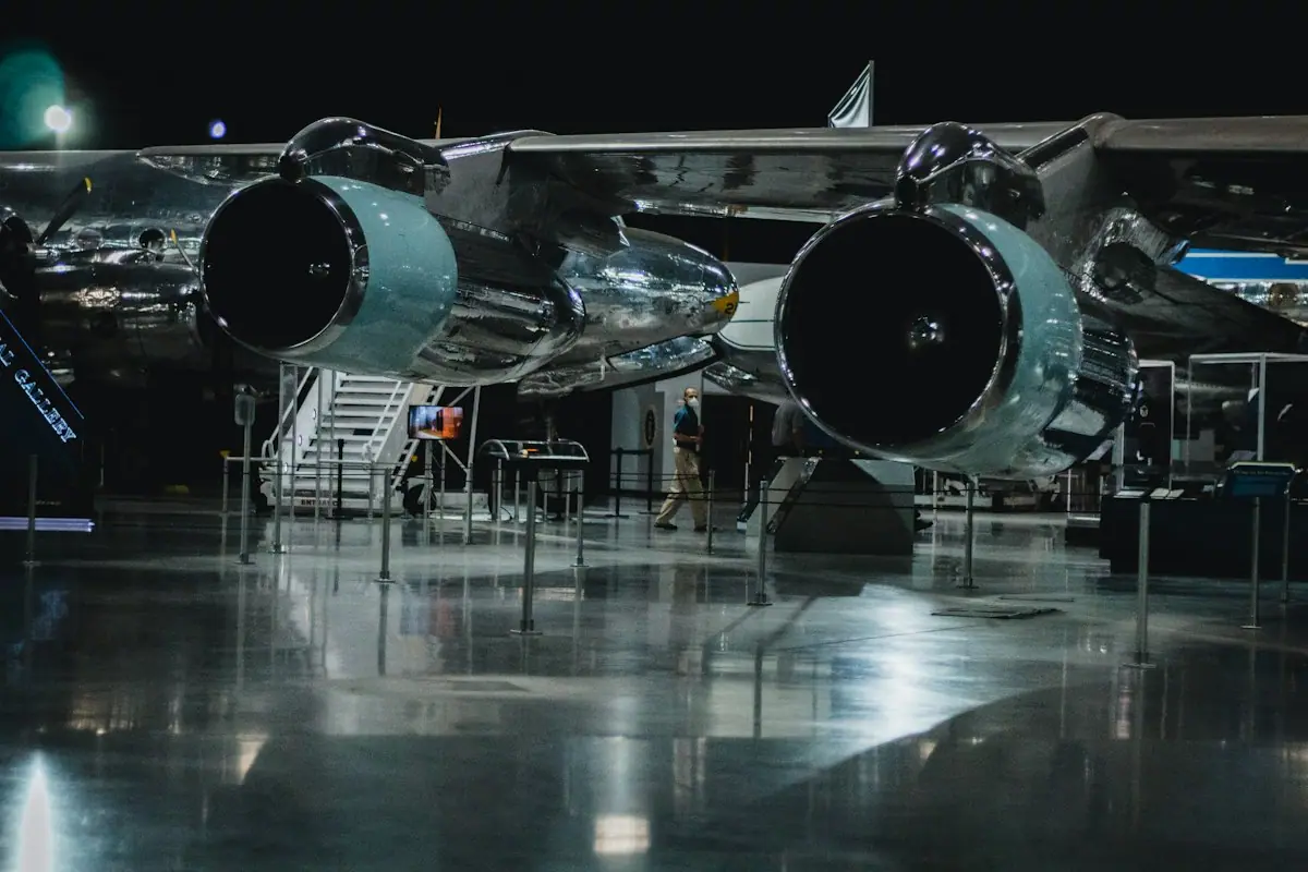 A large aircraft on outdoor display in a museum airpark